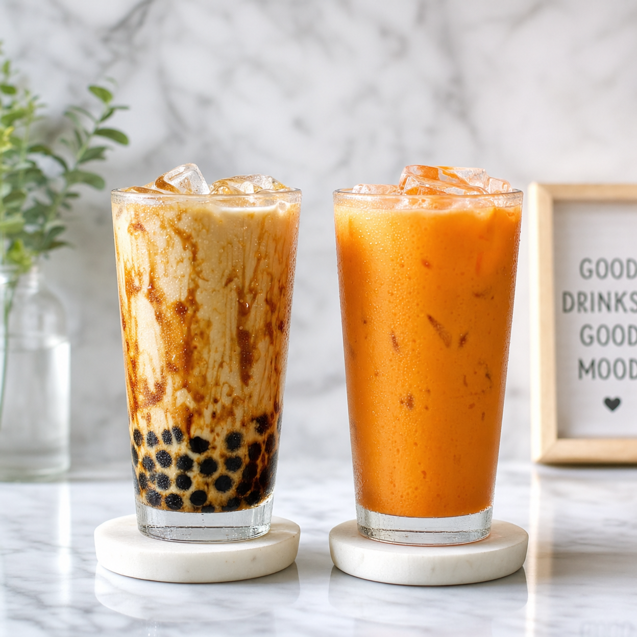 Brown Sugar Boba and Thai Iced Tea